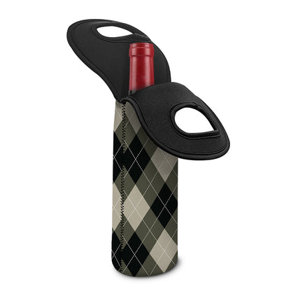 Diamond Shapes Argyle Pattern Print Single Neoprene Wine Tote