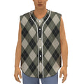 Diamond Shapes Argyle Pattern Print Sleeveless Baseball Jersey