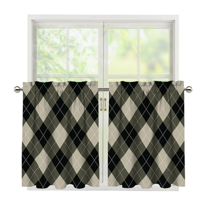Diamond Shapes Argyle Pattern Print Tier Curtains