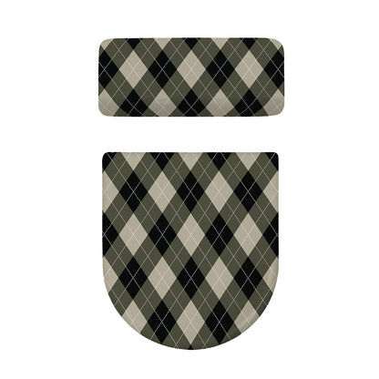 Diamond Shapes Argyle Pattern Print Toilet Lid And Tank Cover Set