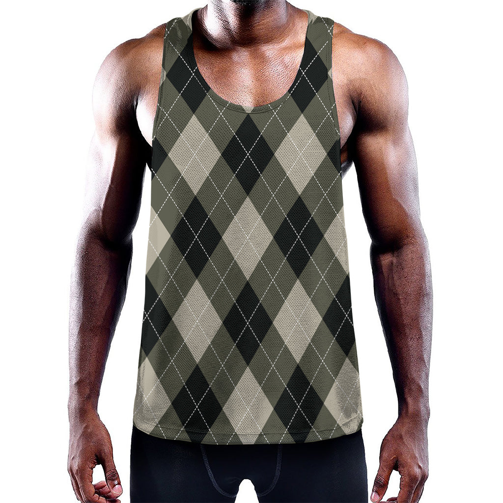 Diamond Shapes Argyle Pattern Print Training Tank Top