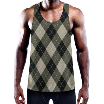 Diamond Shapes Argyle Pattern Print Training Tank Top