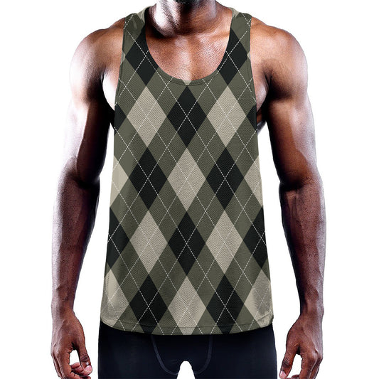 Diamond Shapes Argyle Pattern Print Training Tank Top
