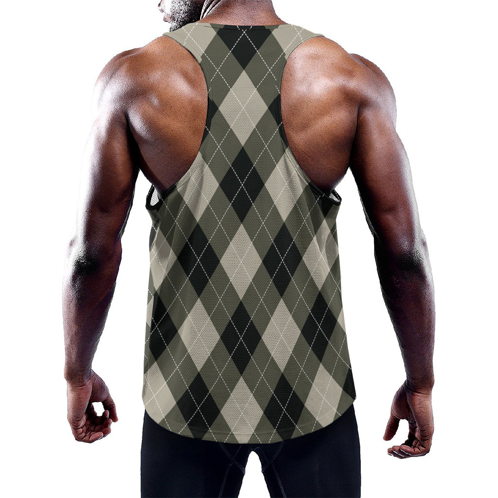 Diamond Shapes Argyle Pattern Print Training Tank Top