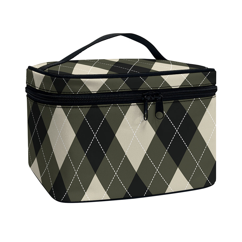 Diamond Shapes Argyle Pattern Print Travel Makeup Bag