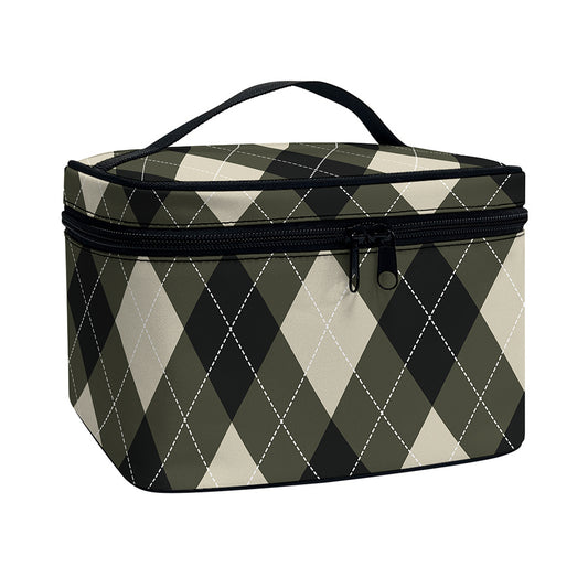 Diamond Shapes Argyle Pattern Print Travel Makeup Bag
