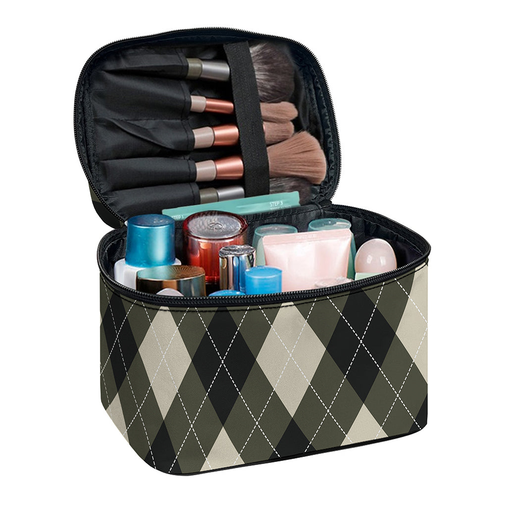 Diamond Shapes Argyle Pattern Print Travel Makeup Bag
