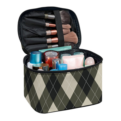 Diamond Shapes Argyle Pattern Print Travel Makeup Bag