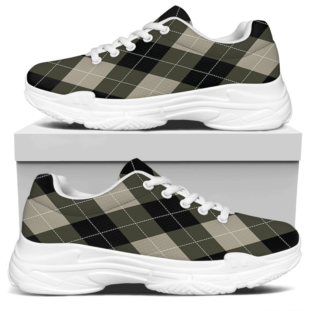 Diamond Shapes Argyle Pattern Print White Chunky Shoes
