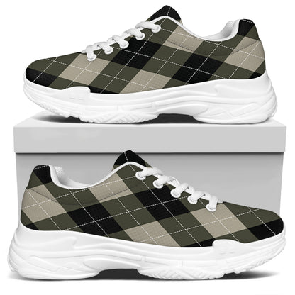 Diamond Shapes Argyle Pattern Print White Chunky Shoes
