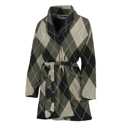 Diamond Shapes Argyle Pattern Print Women's Bathrobe