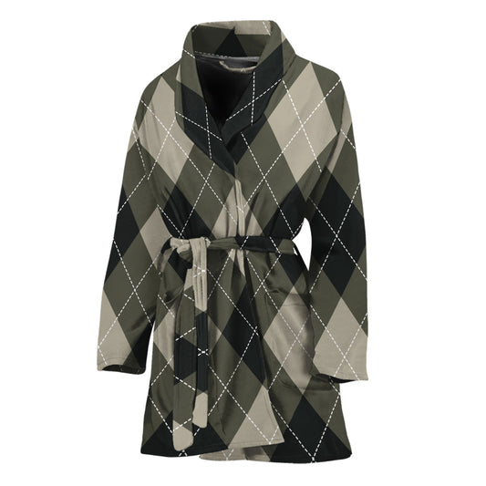 Diamond Shapes Argyle Pattern Print Women's Bathrobe