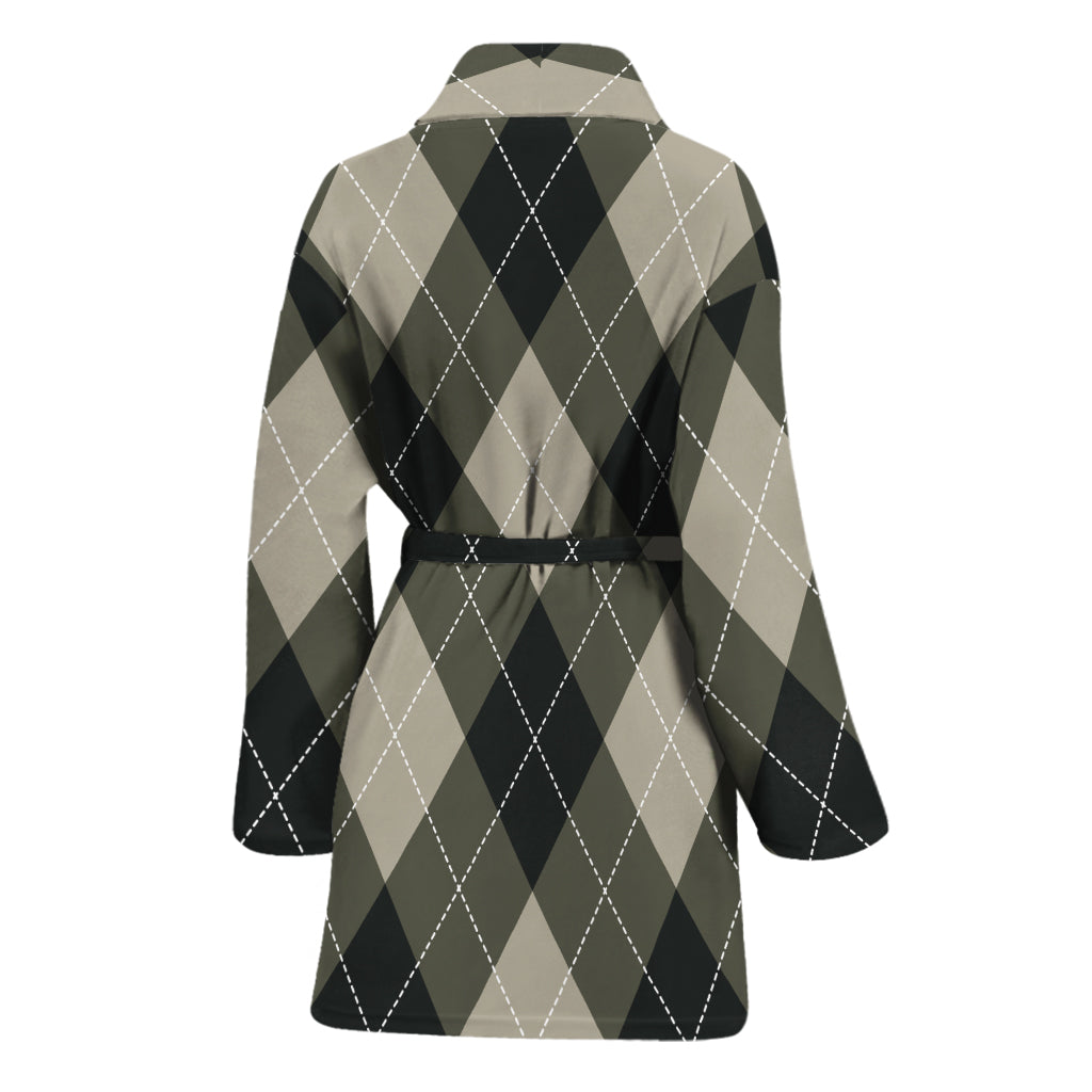 Diamond Shapes Argyle Pattern Print Women's Bathrobe