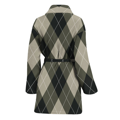 Diamond Shapes Argyle Pattern Print Women's Bathrobe