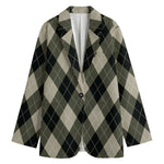 Diamond Shapes Argyle Pattern Print Women's Blazer