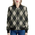 Diamond Shapes Argyle Pattern Print Women's Bomber Jacket