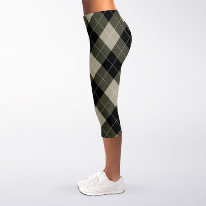 Diamond Shapes Argyle Pattern Print Women's Capri Leggings