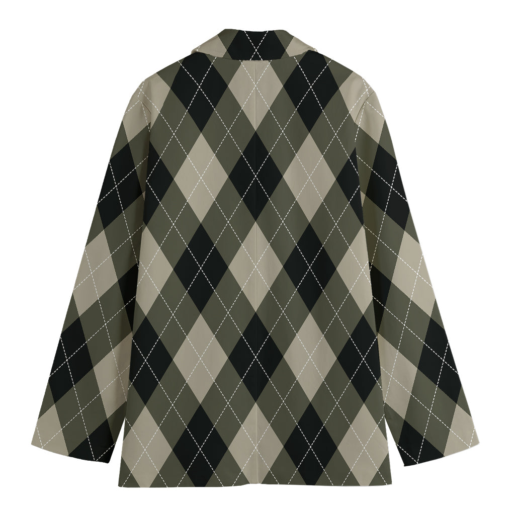 Diamond Shapes Argyle Pattern Print Women's Cotton Blazer
