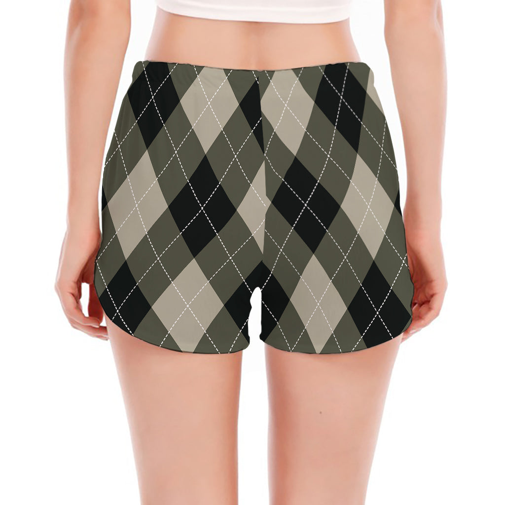 Diamond Shapes Argyle Pattern Print Women's Split Running Shorts