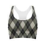 Diamond Shapes Argyle Pattern Print Women's Sports Bra