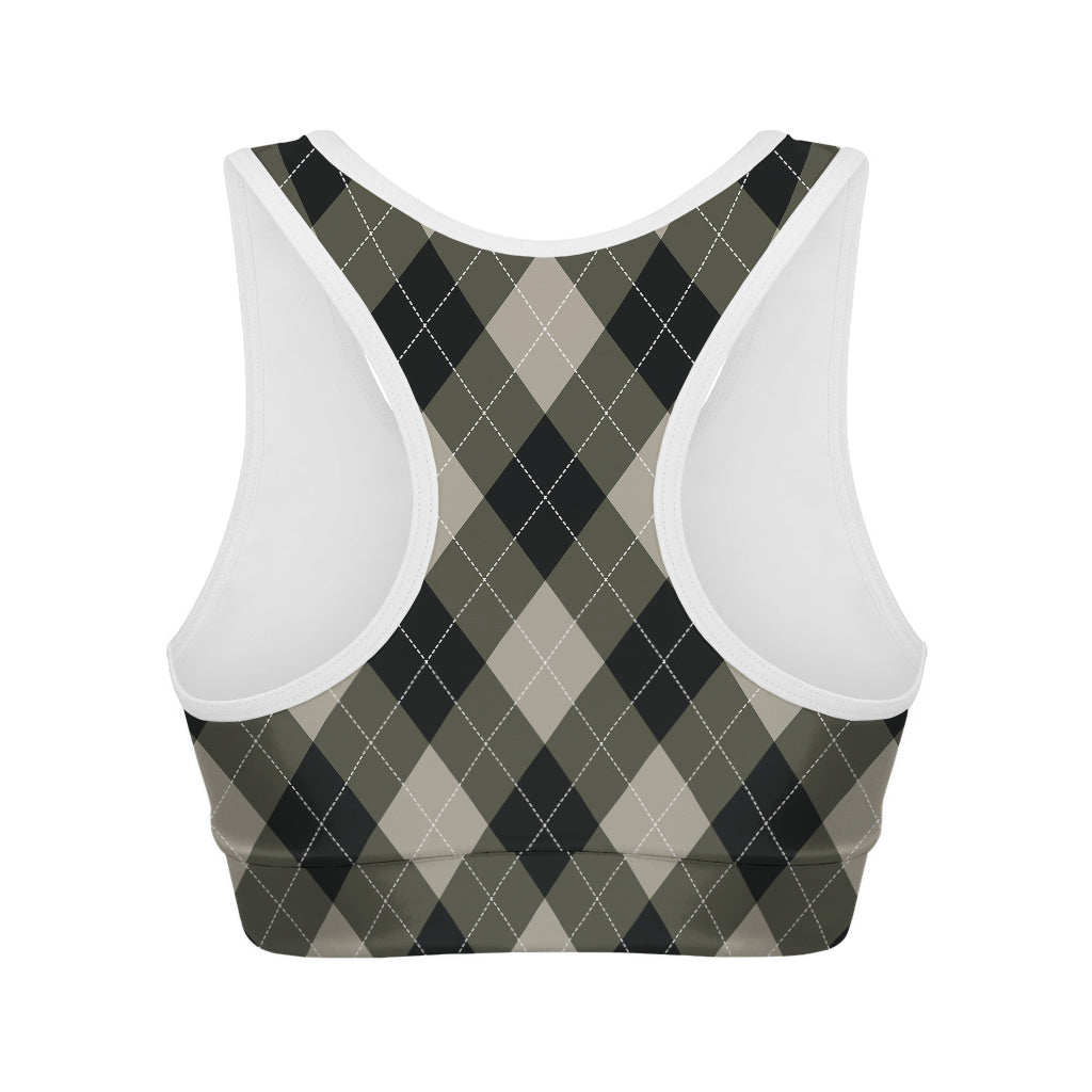 Diamond Shapes Argyle Pattern Print Women's Sports Bra