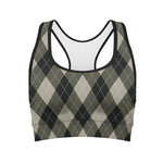 Diamond Shapes Argyle Pattern Print Women's Sports Bra