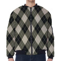 Diamond Shapes Argyle Pattern Print Zip Sleeve Bomber Jacket