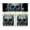 Digital Glitch Astronaut Skull Print 3 Piece Kitchen Curtains