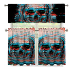 Digital Glitch Astronaut Skull Print 3 Piece Kitchen Curtains