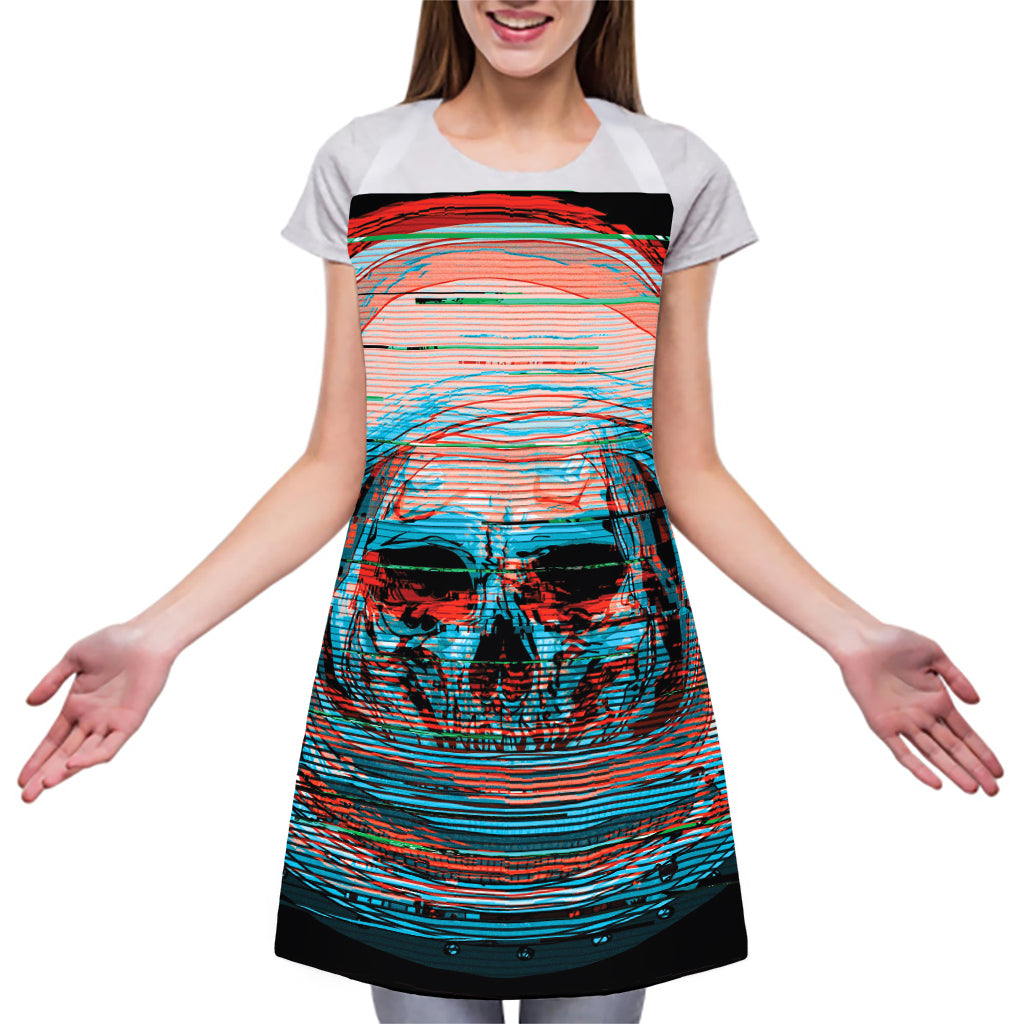 Digital Glitch Astronaut Skull Print Adjustable Apron