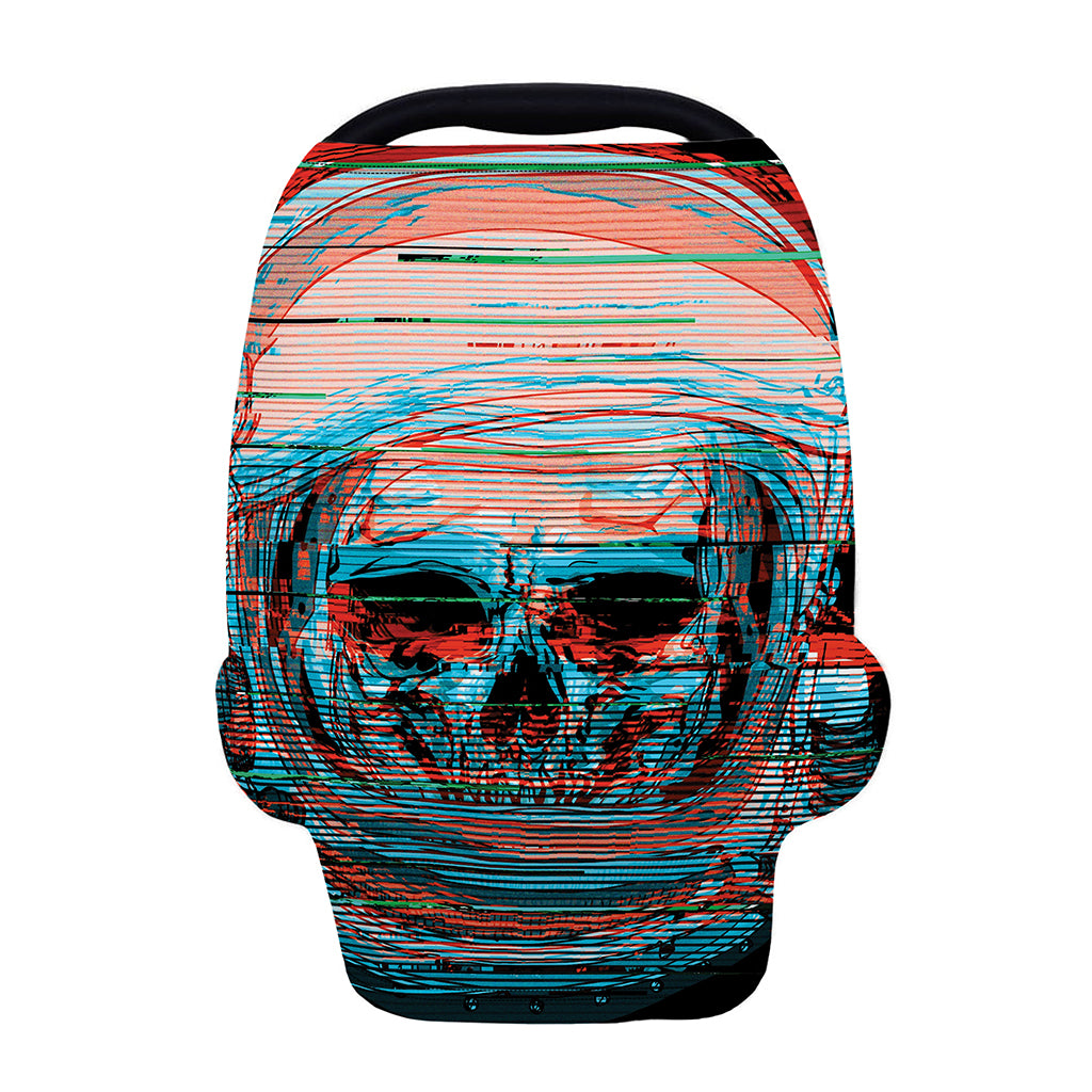 Digital Glitch Astronaut Skull Print Baby Seat Cover