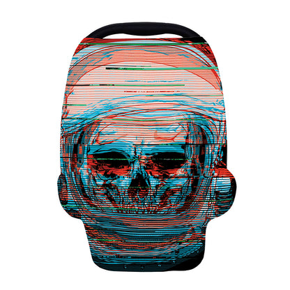 Digital Glitch Astronaut Skull Print Baby Seat Cover