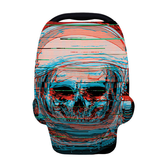 Digital Glitch Astronaut Skull Print Baby Seat Cover