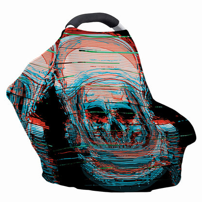 Digital Glitch Astronaut Skull Print Baby Seat Cover