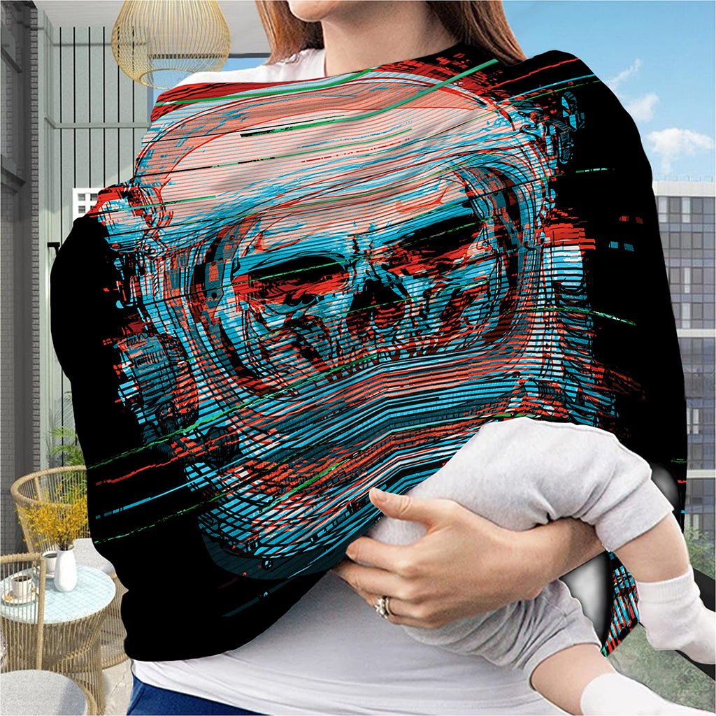 Digital Glitch Astronaut Skull Print Baby Seat Cover