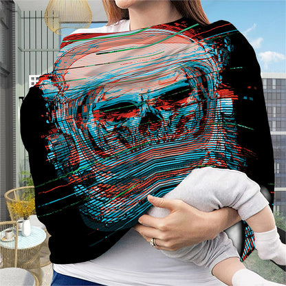 Digital Glitch Astronaut Skull Print Baby Seat Cover