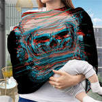 Digital Glitch Astronaut Skull Print Baby Seat Cover