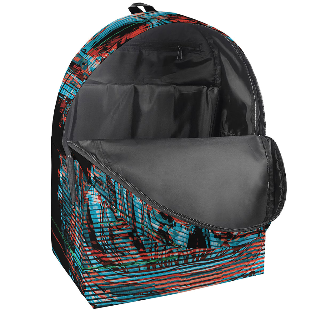 Digital Glitch Astronaut Skull Print Backpack