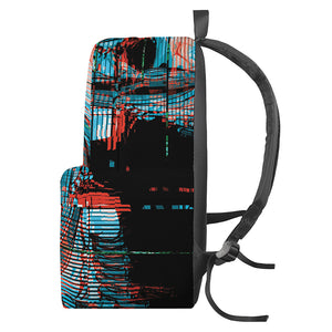 Digital Glitch Astronaut Skull Print Backpack