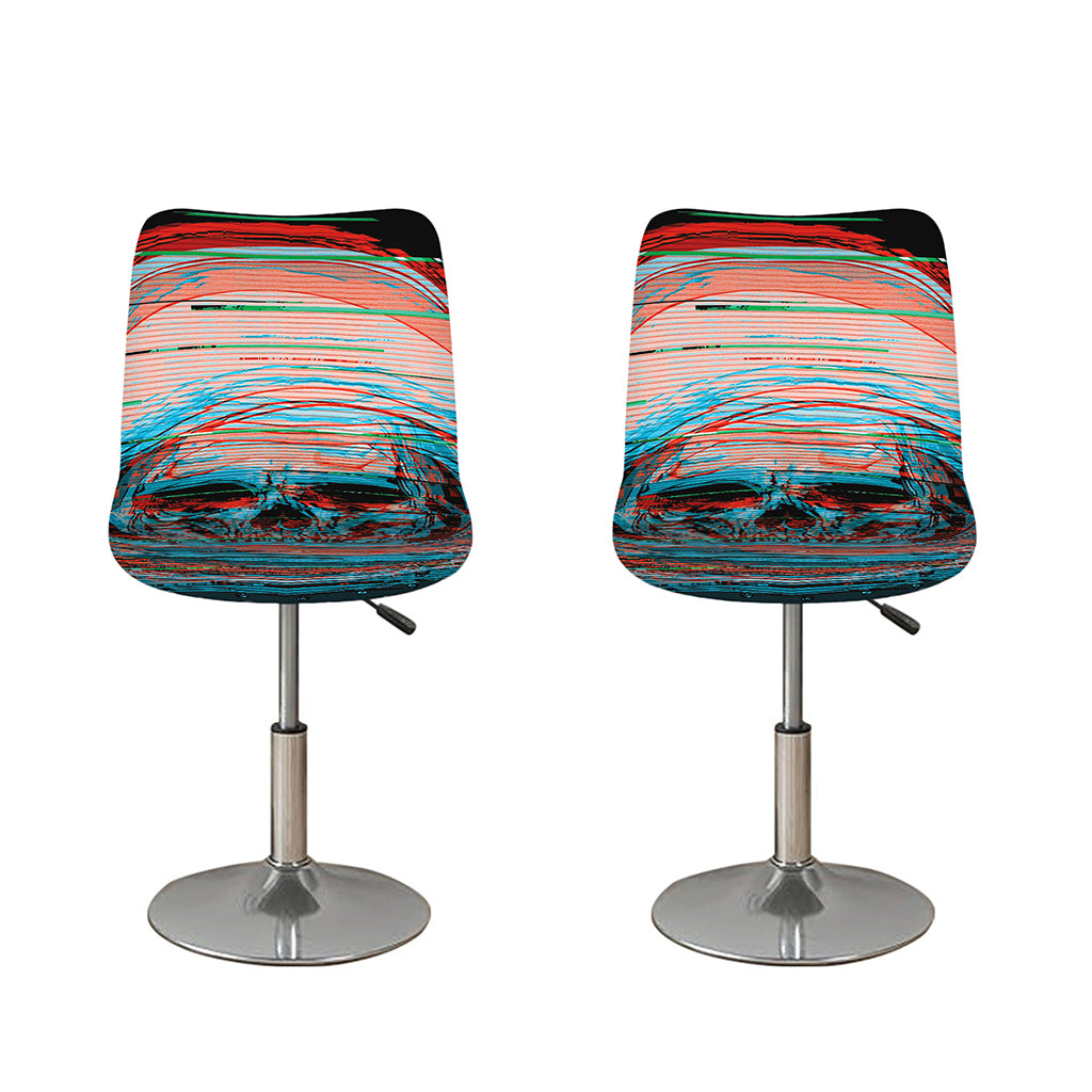 Digital Glitch Astronaut Skull Print Bar Stool Covers