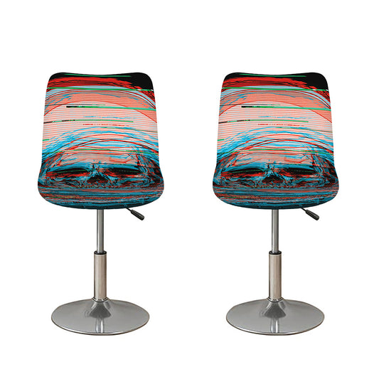 Digital Glitch Astronaut Skull Print Bar Stool Covers