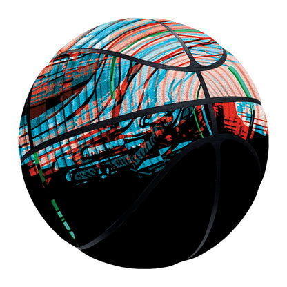 Digital Glitch Astronaut Skull Print Basketball