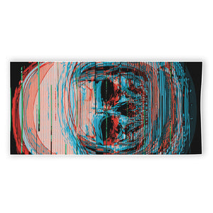 Digital Glitch Astronaut Skull Print Beach Towel