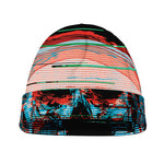 Digital Glitch Astronaut Skull Print Beanie