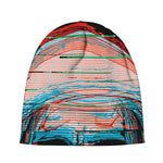 Digital Glitch Astronaut Skull Print Beanie