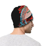 Digital Glitch Astronaut Skull Print Beanie
