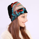 Digital Glitch Astronaut Skull Print Beanie