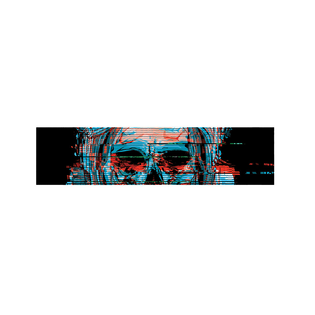 Digital Glitch Astronaut Skull Print Bed Runner