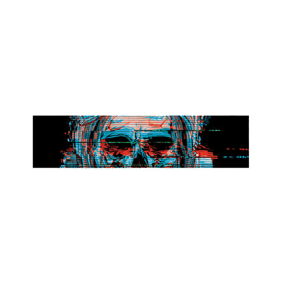 Digital Glitch Astronaut Skull Print Bed Runner