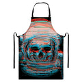 Digital Glitch Astronaut Skull Print Bib Apron With Pocket